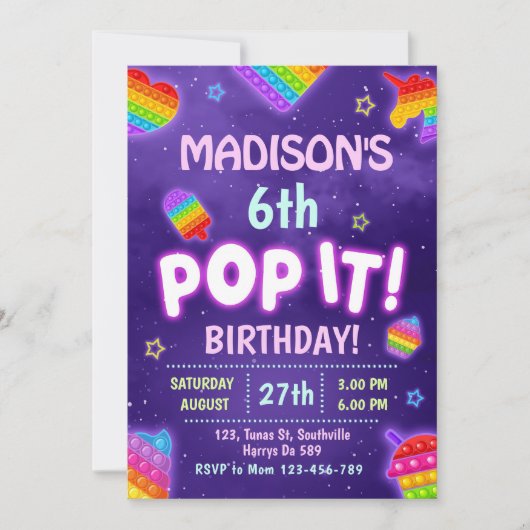 itグポップ・アートのロー子供の誕生日パーティの招待状 招待状 (正面)