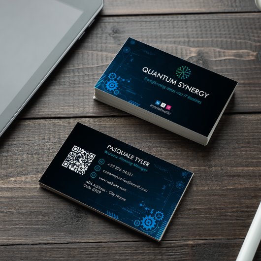 ITコンサルティングビジネス | シンプルダーク未来的 名刺