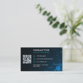 ITコンサルティングビジネス | シンプルダーク未来的 名刺 (スタンド正面)