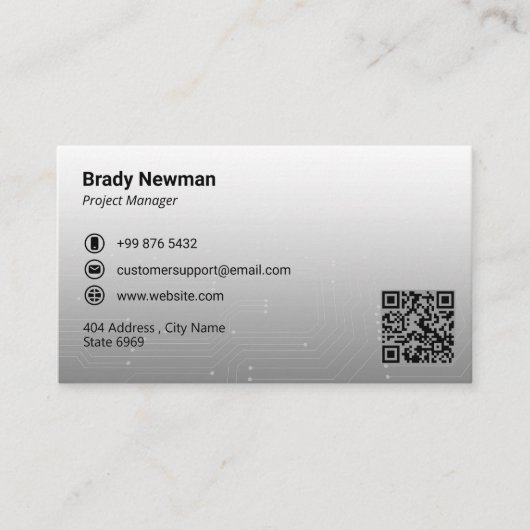 ITコンサルティングビジネス | 未来的なグレーライト 名刺 (正面)