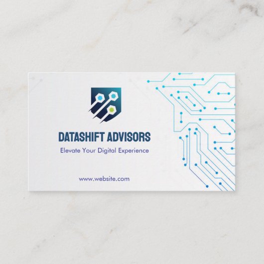 ITコンサルティングビジネス | 未来的なシンプル白 名刺 (裏面)