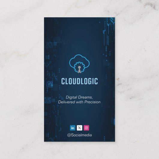 ITコンサルティングビジネス | 未来的なダークネイビー 名刺 (裏面)