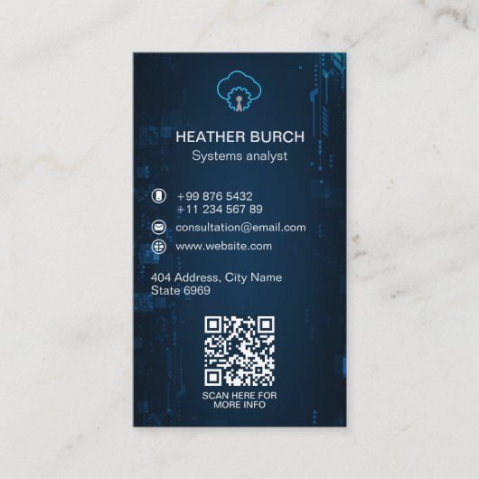 ITコンサルティングビジネス | 未来的なダークネイビー 名刺 (正面)
