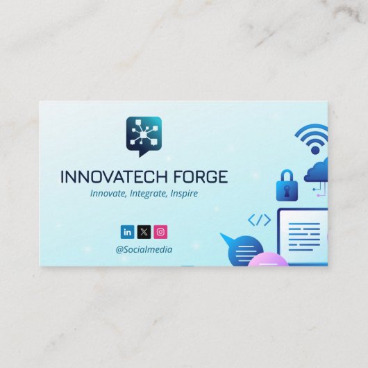 ITコンサルティングビジネス | 未来的ブルーライト 名刺 (裏面)