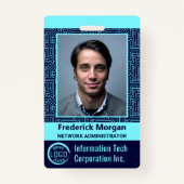 ITコンピュータカスタムー従業員フォトバーコードロゴ バッジ (正面)