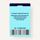 ITコンピュータカスタムー従業員フォトバーコードロゴ バッジ (裏面)