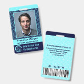 ITコンピュータカスタム社員写真バーコードロゴ バッジ (正面＆裏面)