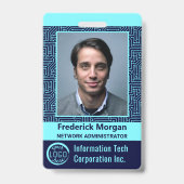 ITコンピュータカスタム社員写真バーコードロゴ バッジ (正面)