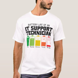 ITサポート技術者のバッテリー寿命 Tシャツ