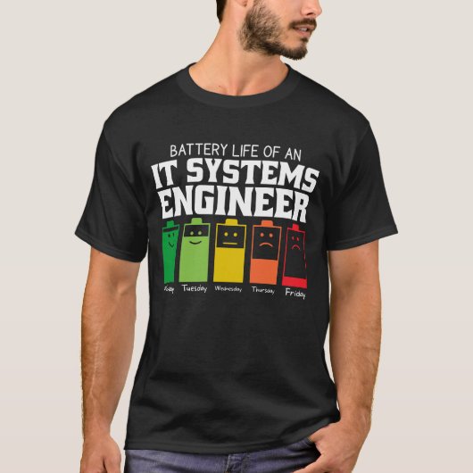 ITシステムエンジニアのバッテリー寿命 Tシャツ (正面)
