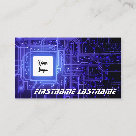 ITセキュリティの専門家である回路ボードのCPUカスタムロゴ 名刺 (正面)