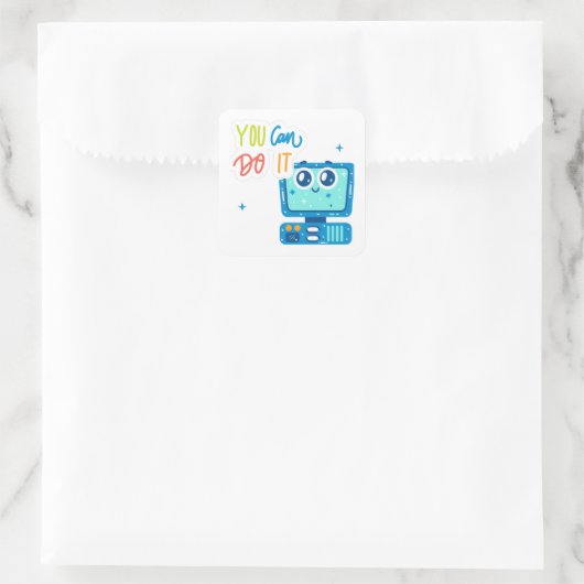 Itテクノロジレトロステッカーを実行 スクエアシール (バッグ)