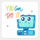 Itテクノロジレトロステッカーを実行 スクエアシール (正面)