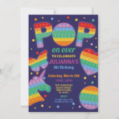 itパーティーポップ・アートのフィジェット誕生日ネイビー招待状 招待状 (正面)