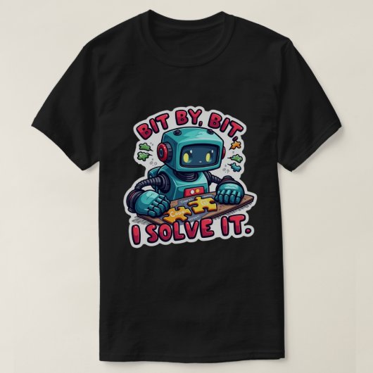 Itプログラマを少しずつ解おもしろい決 Tシャツ (デザイン正面)