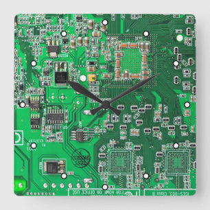 ITプロフェッショナル向けのグリーンPCB回路基板設計 スクエア壁時計