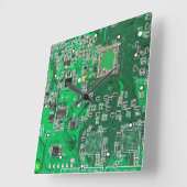 ITプロフェッショナル向けのグリーンPCB回路基板設計 スクエア壁時計 (傾斜)