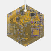 ITプロフェッショナル向けのライトオレンジ色のPCB回路基板デザイン ガラスオーナメント (正面)