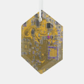 ITプロフェッショナル向けのライトオレンジ色のPCB回路基板デザイン ガラスオーナメント (正面左)