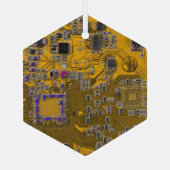 ITプロフェッショナル向けのライトオレンジ色のPCB回路基板デザイン ガラスオーナメント (裏面)