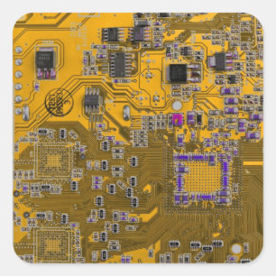ITプロフェッショナル向けのライトオレンジ色のPCB回路基板デザイン スクエアシール