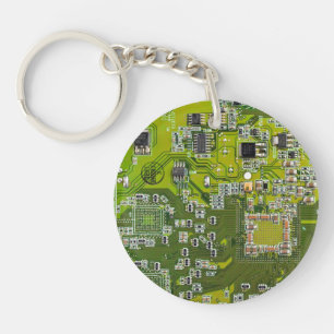 ITプロフェッショナル向けのライトグリーンのPCB回路基板デザイン キーホルダー