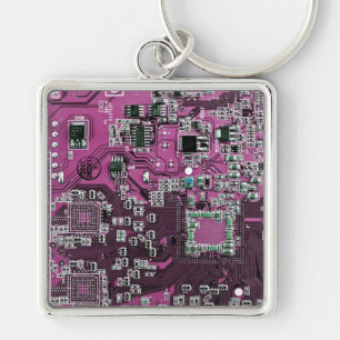ITプロフェッショナル向けの紫色のPCB回路基板デザイン キーホルダー