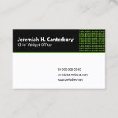 ITプロフェッショナル – 黒のバイナリコード(緑) 名刺 (裏面)