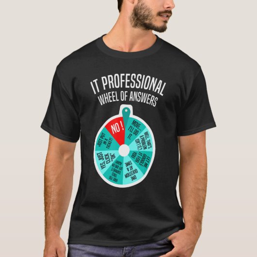 ITプロフェッショナルWheel Of Answers おもしろい Tech Check Tシャツ (正面)