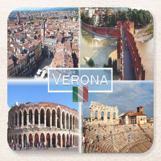ITベローナ – アリーナインターナルカステレヴェッキオブリッジ スクエアペーパーコースター (正面)
