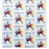 Itホッケーゴアリーの水色をもたらす シャワーカーテン (正面)