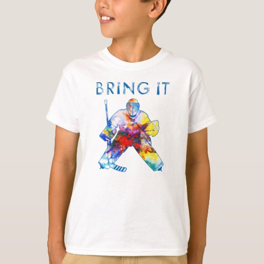 Itホッケーゴアリー水彩青少年をもたらす Tシャツ (正面)