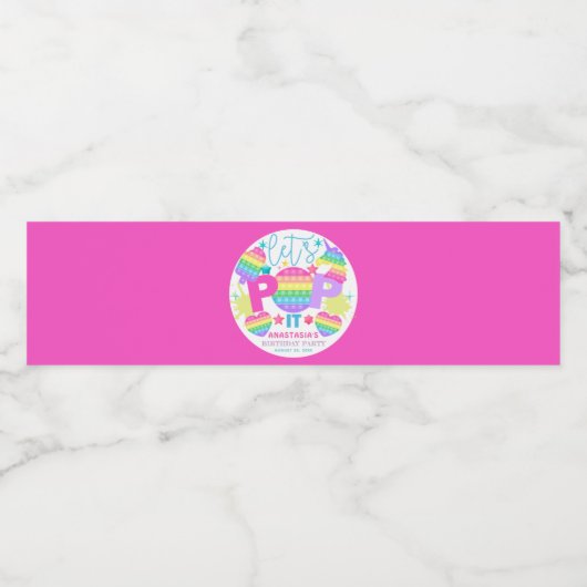 Itポップ・アートのバースデーパーティーパーソナライズされたピンク ペットボトルラベル (シングルラベル)