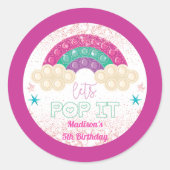 Itポップ・アートのバースデーパーティーレインボーパーソナライズされた ラウンドシール (正面)