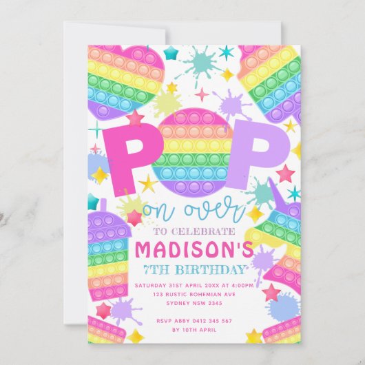 Itポップ・アートのバースデーパーティー 招待状 (正面)