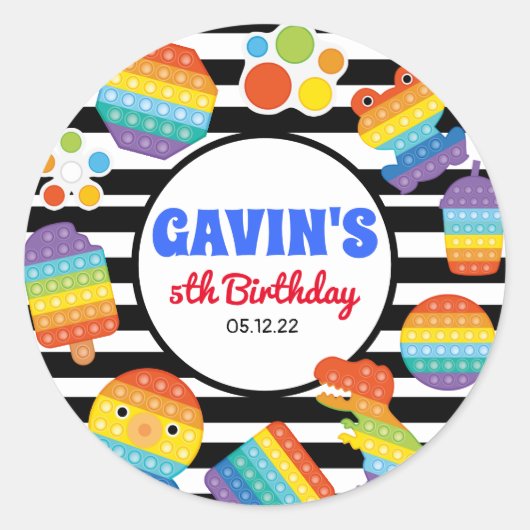 Itポップ・アートの誕生日シール、Fidget誕生日シール ラウンドシール (正面)