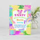 Itポップ・アートの誕生日パーティー🥳 招待状 (スタンド正面)