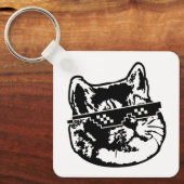 Itメガネ猫ミームを扱う キーホルダー (正面)