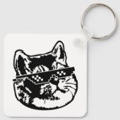 Itメガネ猫ミームを扱う キーホルダー (裏面)