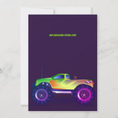 ITモンスタートラックのネオン誕生日パーティーピンク 招待状 (裏面)