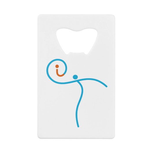 itロゴ01、シアン/赤 クレジットカード栓抜き (正面)