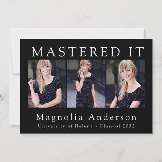 It写真の卒業発表をマスター 招待状 (正面)