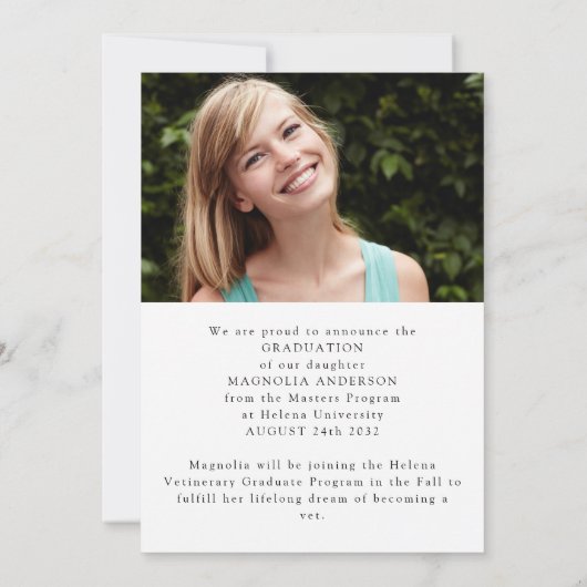 It写真の卒業発表をマスター 招待状 (裏面)