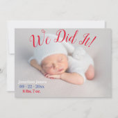 It写真の統計スクリプトの男女兼用誕生 案内状 (正面)