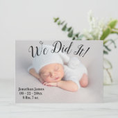 It写真の統計スクリプトの男女兼用誕生 案内状 (スタンド正面)