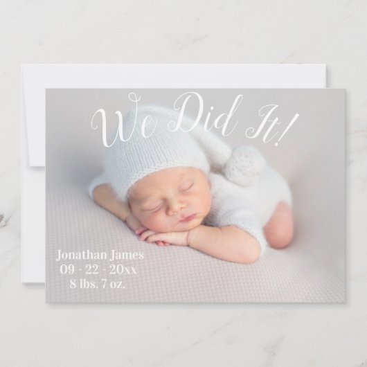 It写真の統計スクリプトの男女兼用誕生 案内状 (正面)