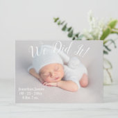 It写真の統計スクリプトの男女兼用誕生 案内状 (スタンド正面)