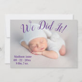 It写真の統計スクリプトの男女兼用誕生 案内状 (正面)