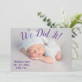 It写真の統計スクリプトの男女兼用誕生 案内状 (スタンド正面)