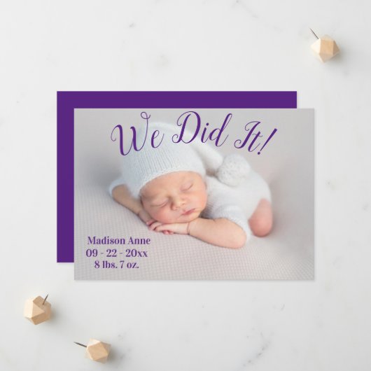 It写真の統計スクリプトの男女兼用誕生 案内状 (正面/裏面インサイチュ)